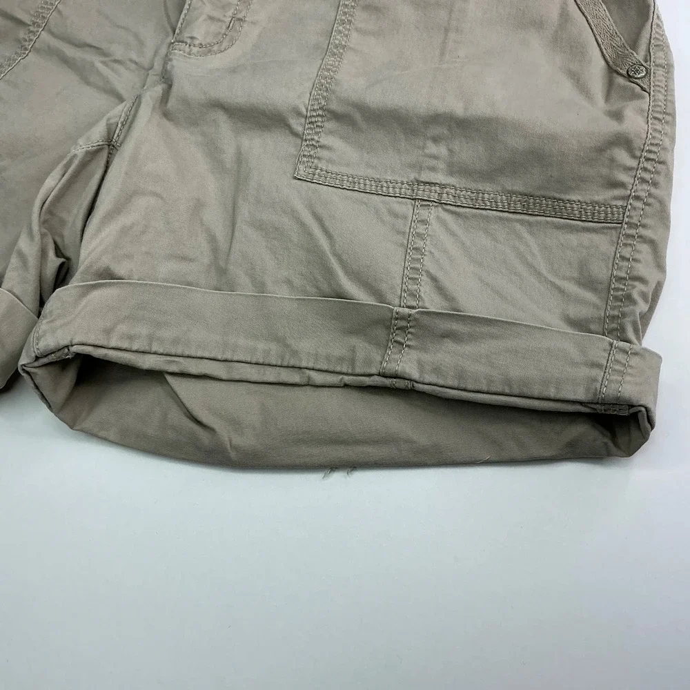 Sonoma Khaki Utility Cargo Shorts Womens 10 Tan Drawstring Cotton Blend